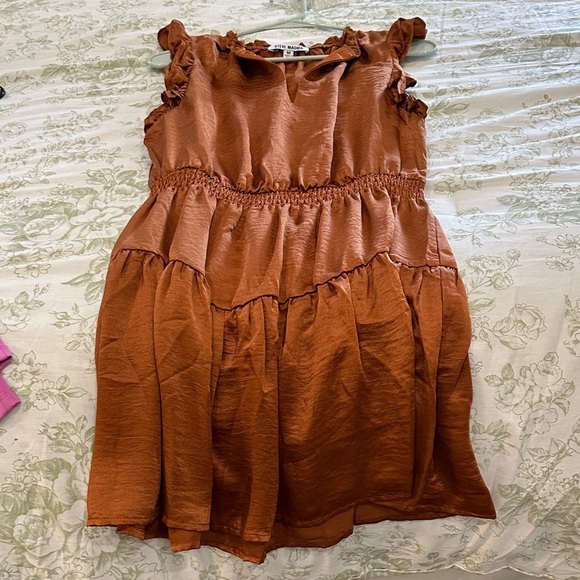 Steve Madden Brown Ruffle Mini Dress - Picture 3 of 4